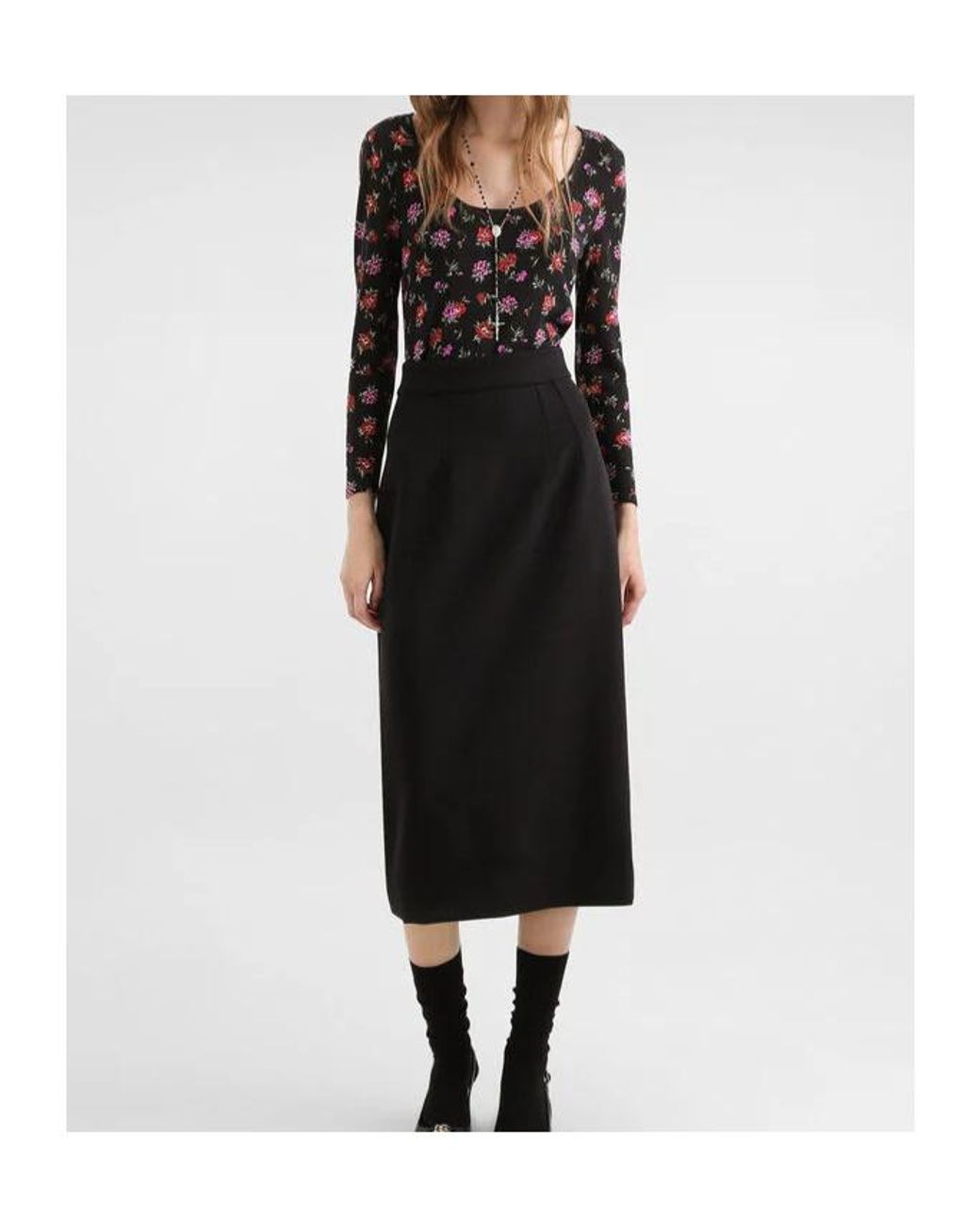 Dolce & Gabbana Black High-Waisted Midi Skirt