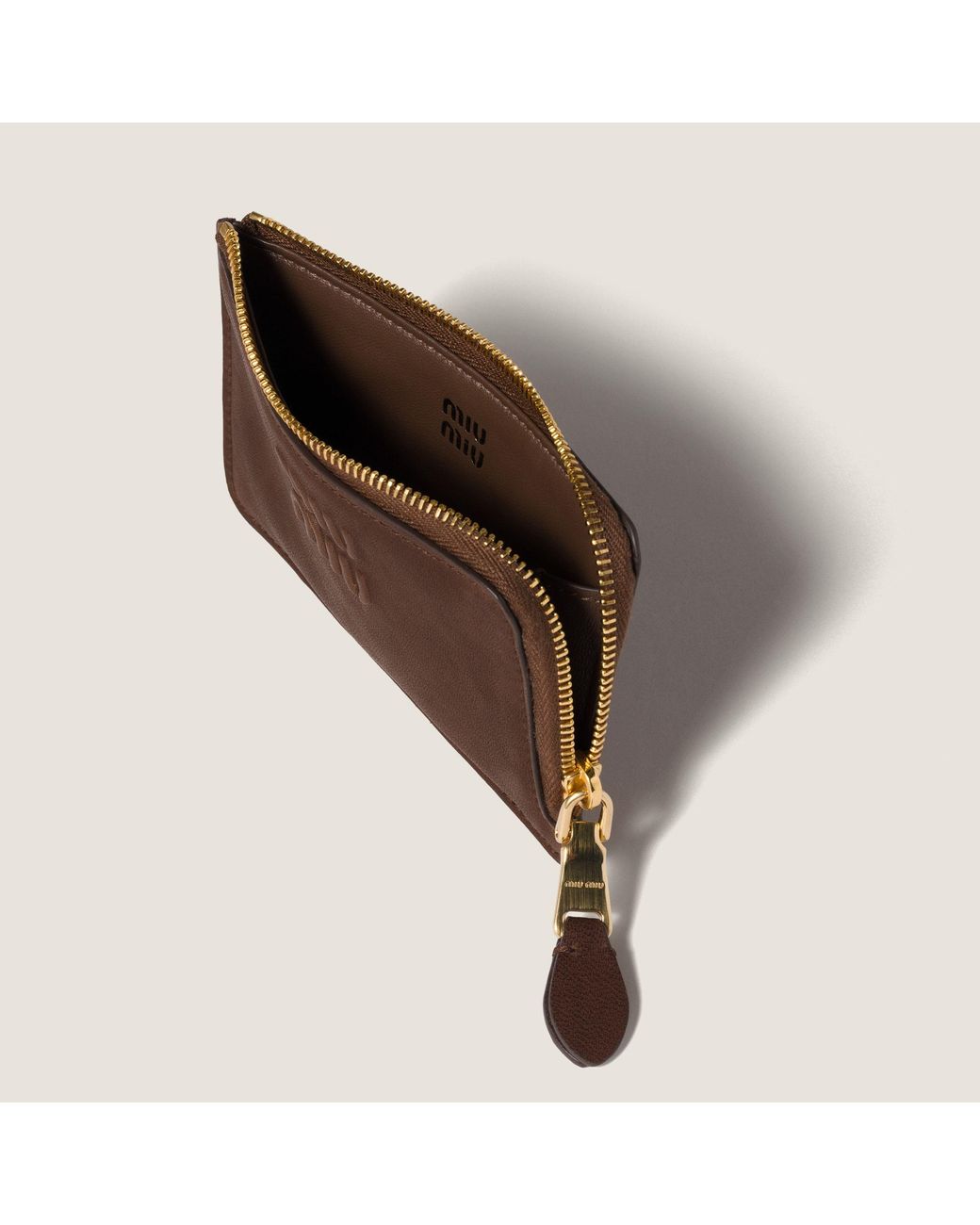 Miu Miu Brown Nappa Leather Envelope Card Holder