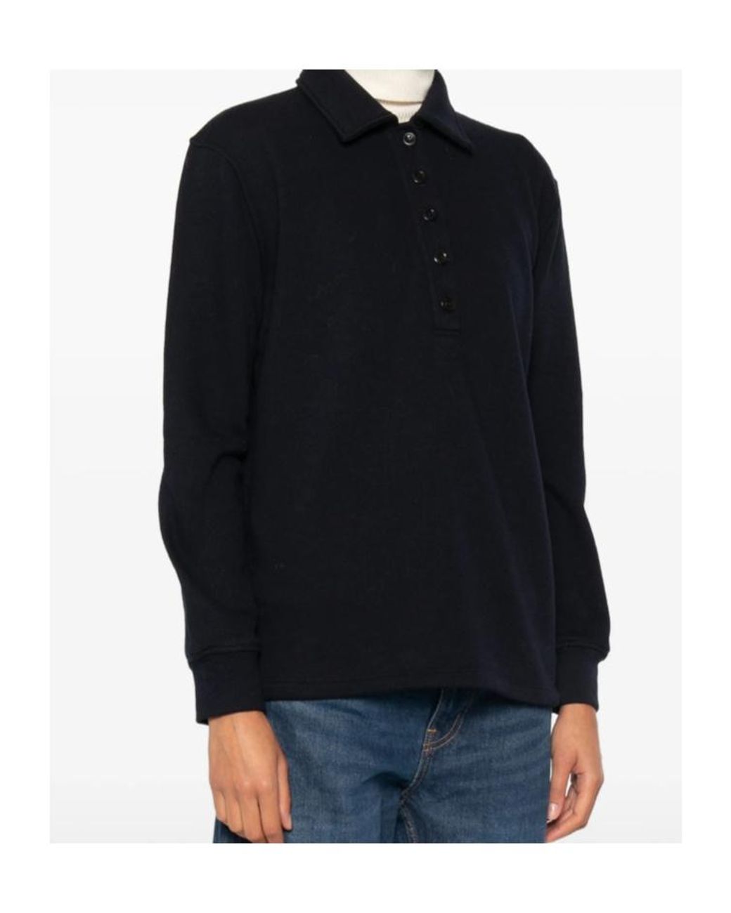 Citizens of Humanity Black Long-Sleeve Polo Shirt