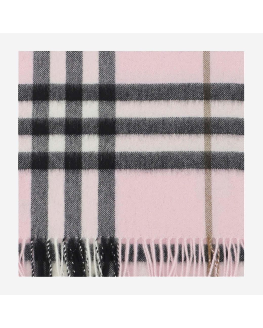 Burberry Pink Checked Fringed-Edge Scarf