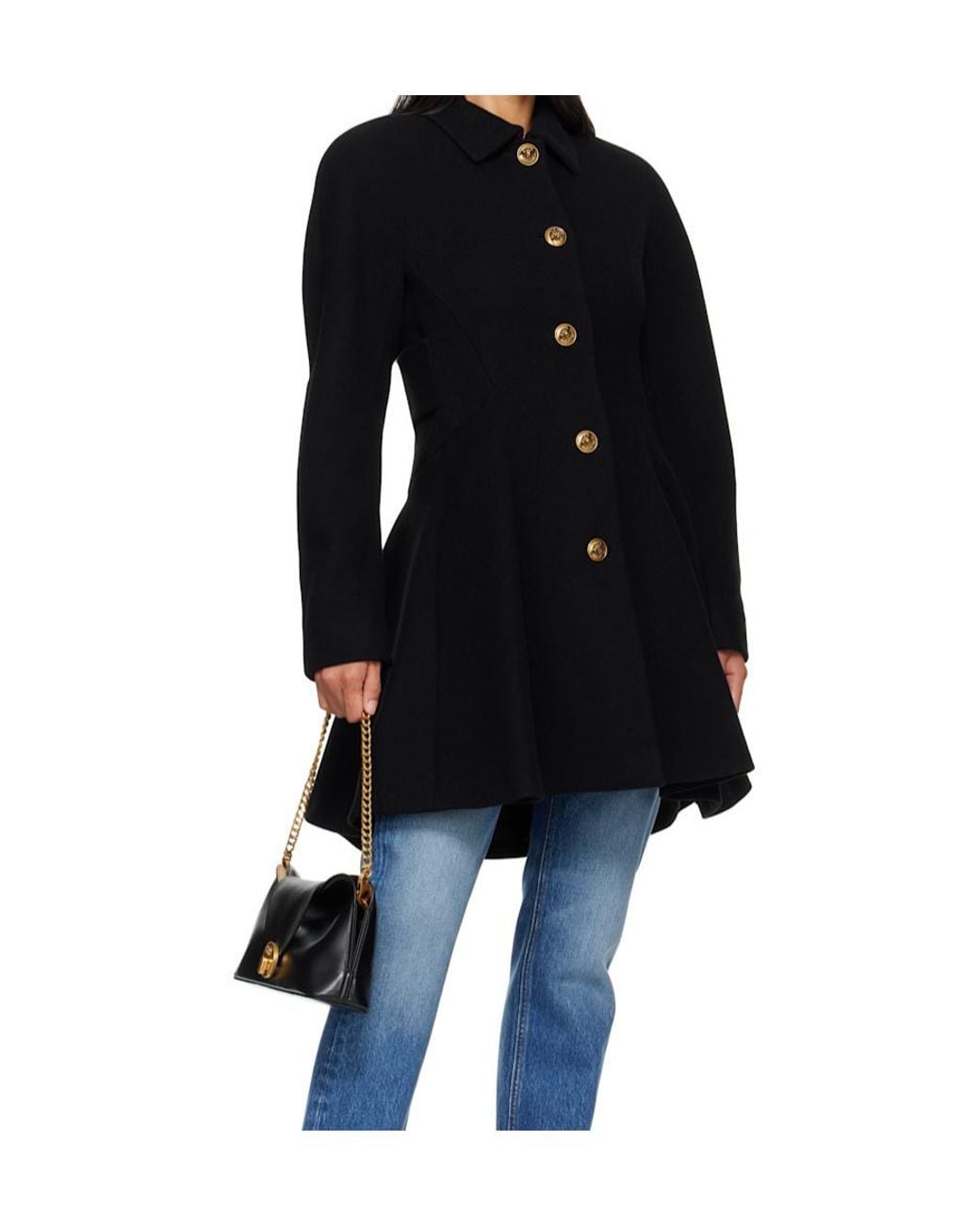 Versace Black Button-Up Long Coat