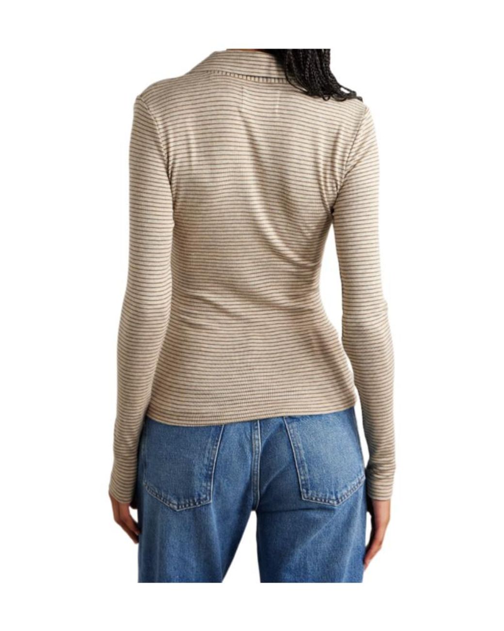 Citizens of Humanity Natural Striped Knit Polo Shirt