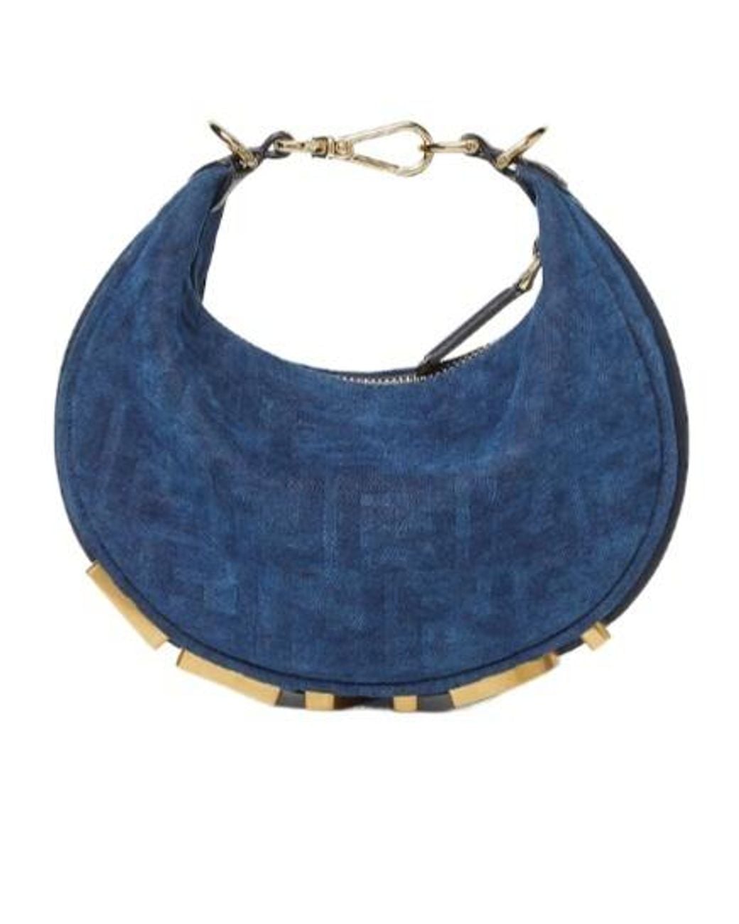 Fendi Blue Graphy Ff Denim Flocked Mini Tote Bag for men