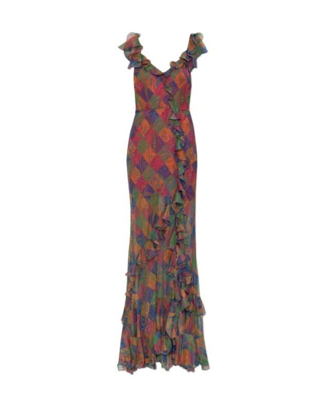 Etro Red Paisley Printed Maxi Dress