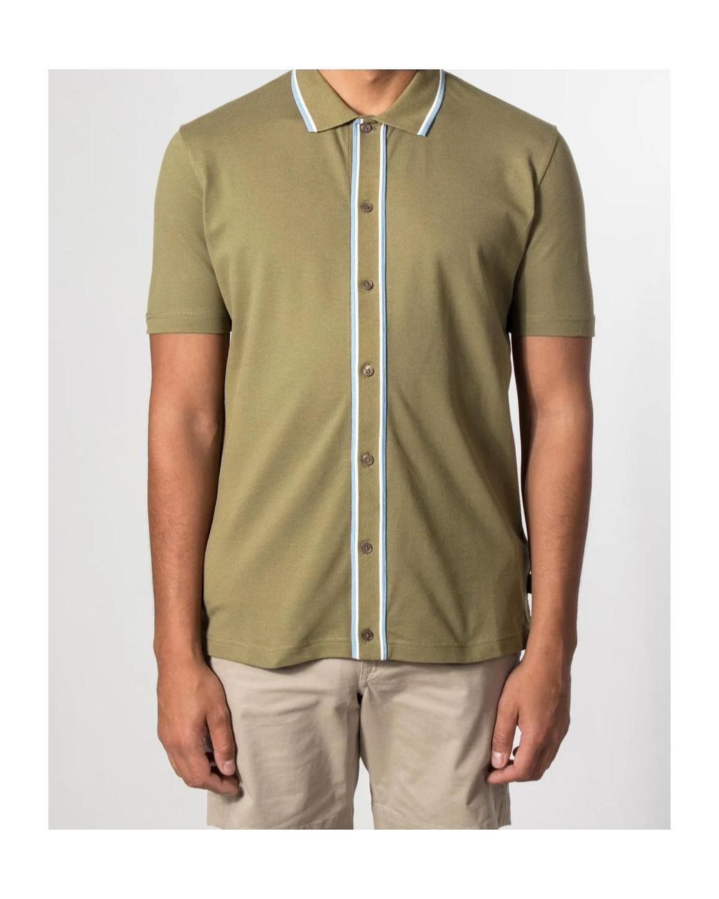 Paul Smith Green Striped-Trim Polo Shirt for men