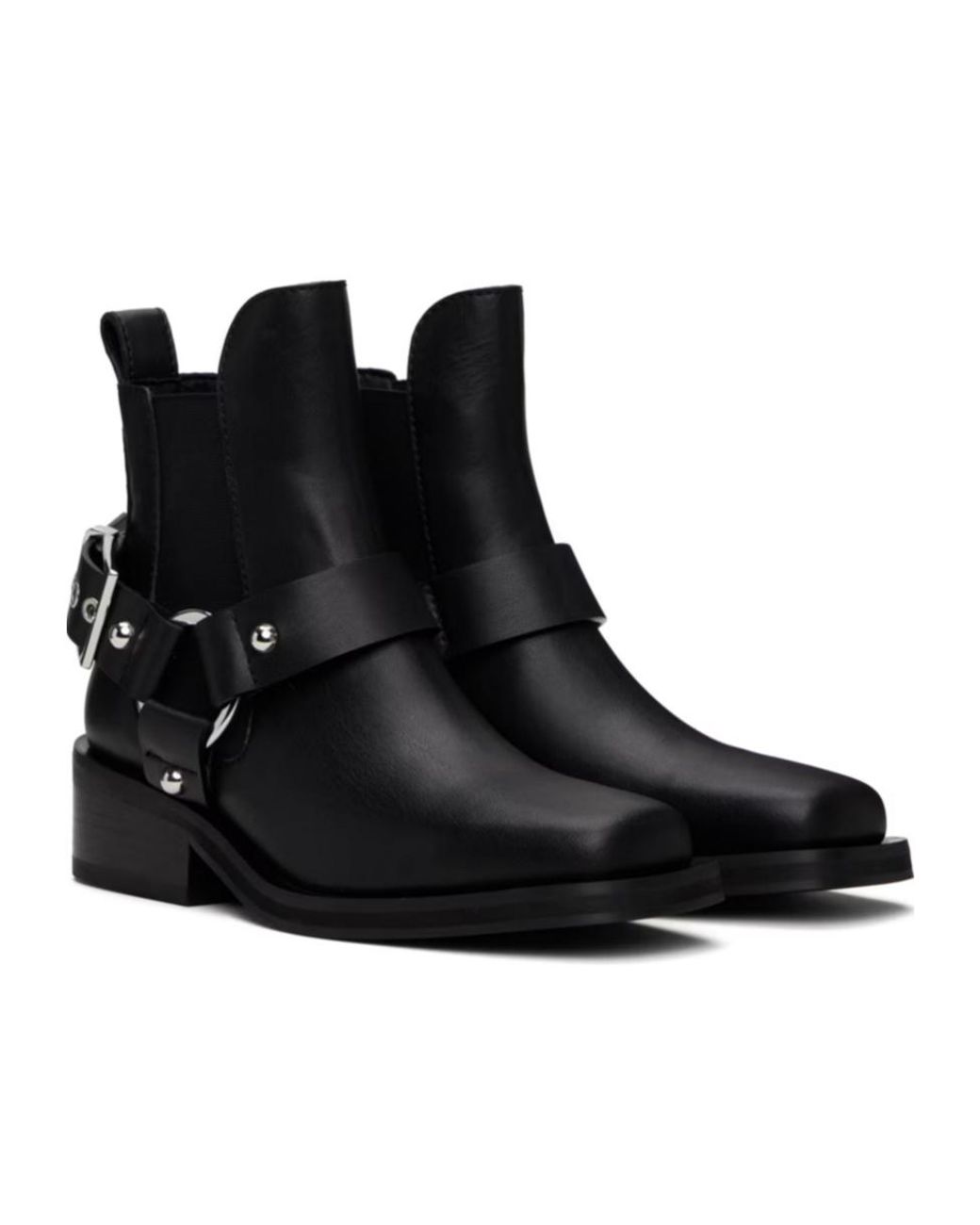 Ganni Black Low Cut Biker Chelsea Boots