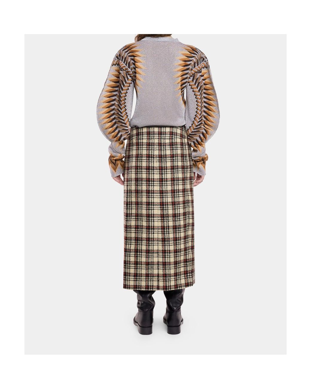 Rabanne Brown Long-Sleeved Lurex Jacquard Jumper