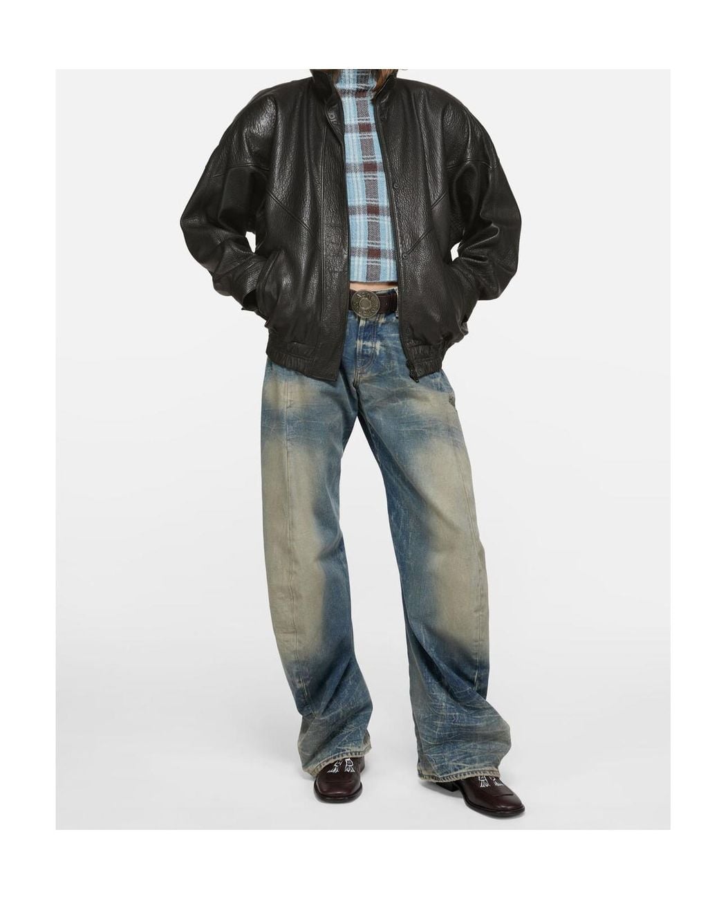 Acne Black Leather Logo Blouson