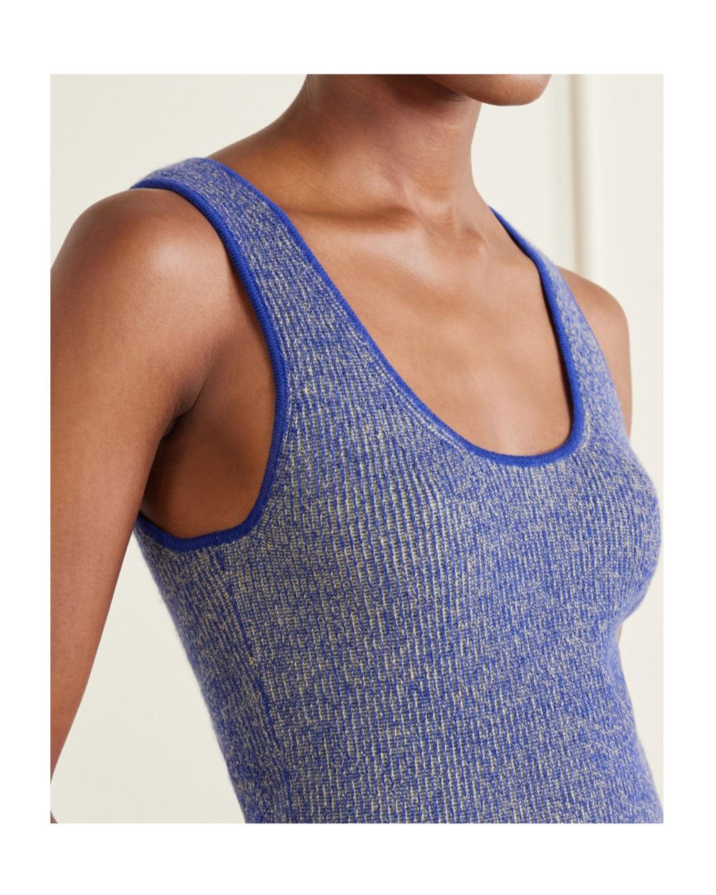 The Elder Statesman Blue Marl Knitted Cashmere Tank