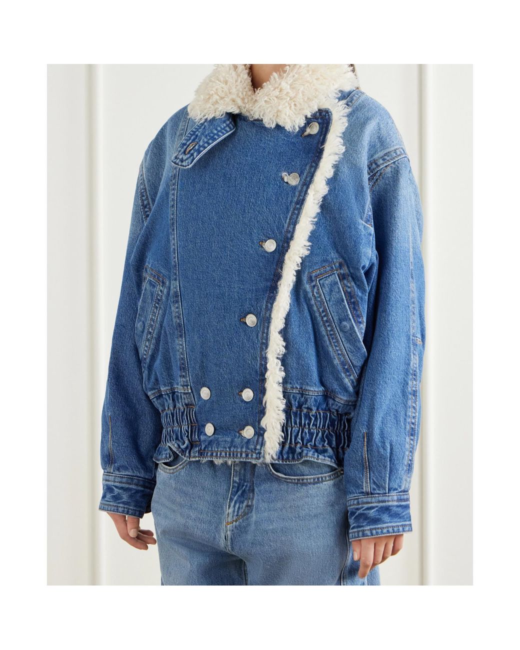 Isabel Marant Blue Valineo Shearling Denim Jacket