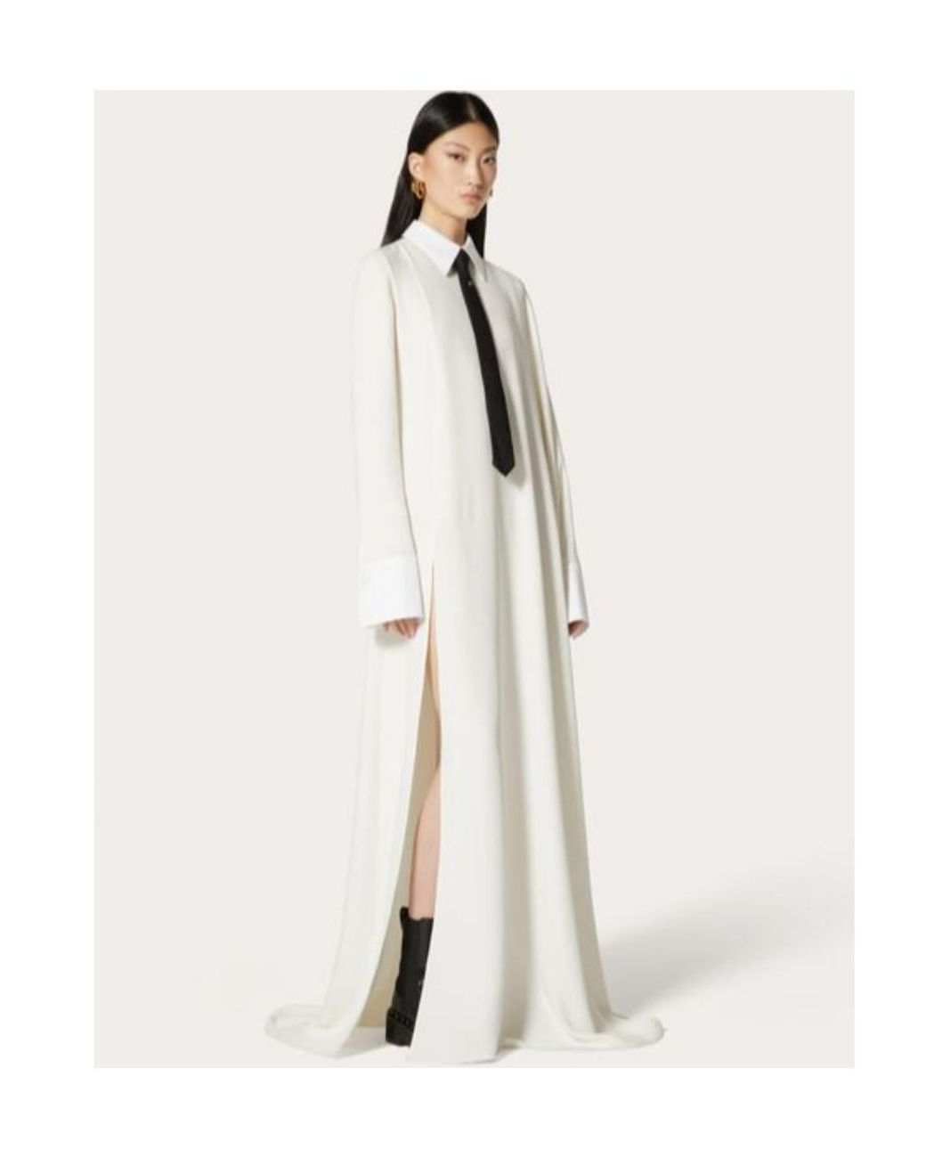 Valentino White Cady Couture Silk Shirt Dress