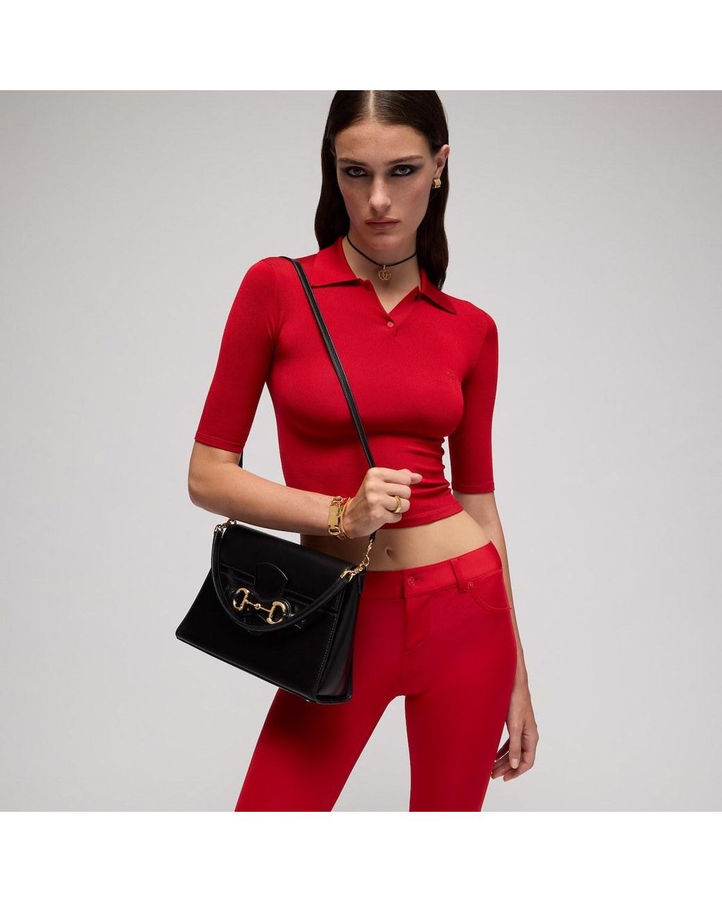Gucci Black Horsebit Duomo Medium Top Handle Bag