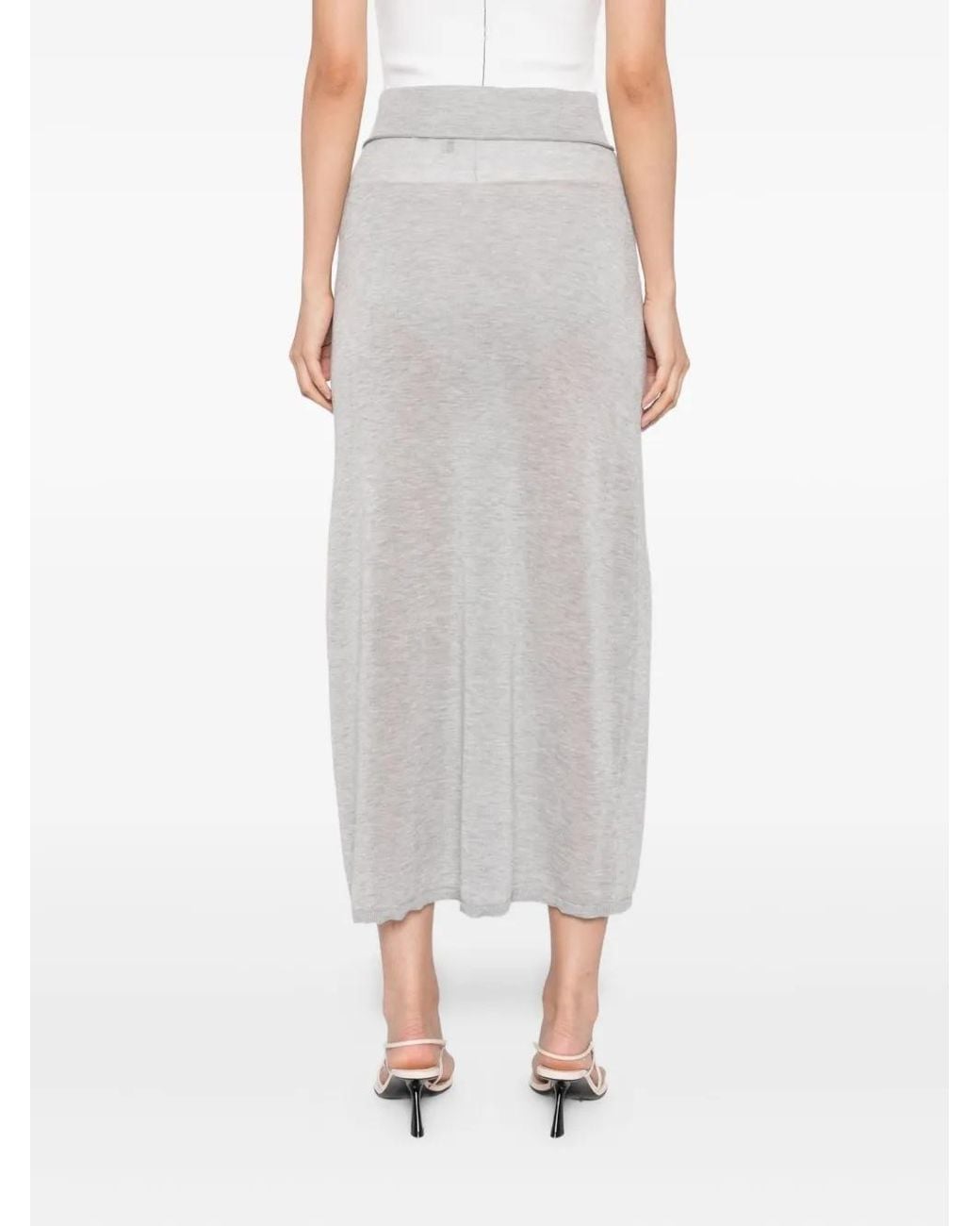 Totême Gray Ribbed-Knit Maxi Skirt
