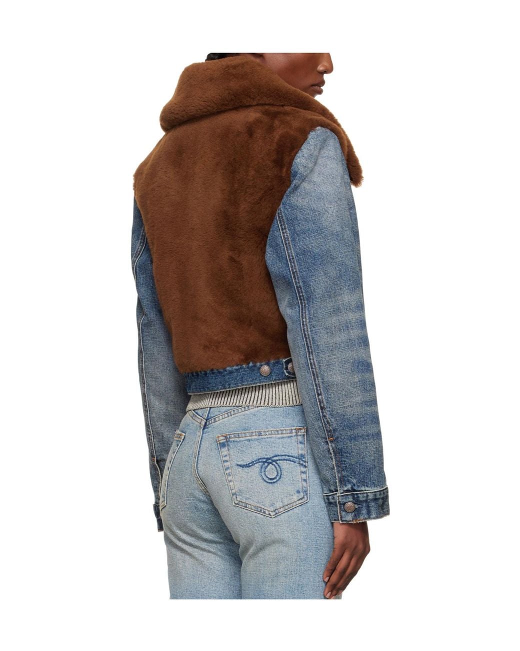 R13 Blue Denim Fur Jacket