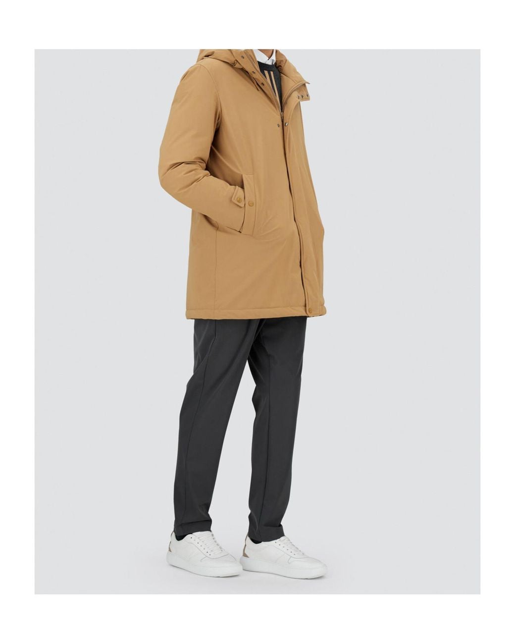 Herno Natural Hooded Zip-Up Down Jacket for men