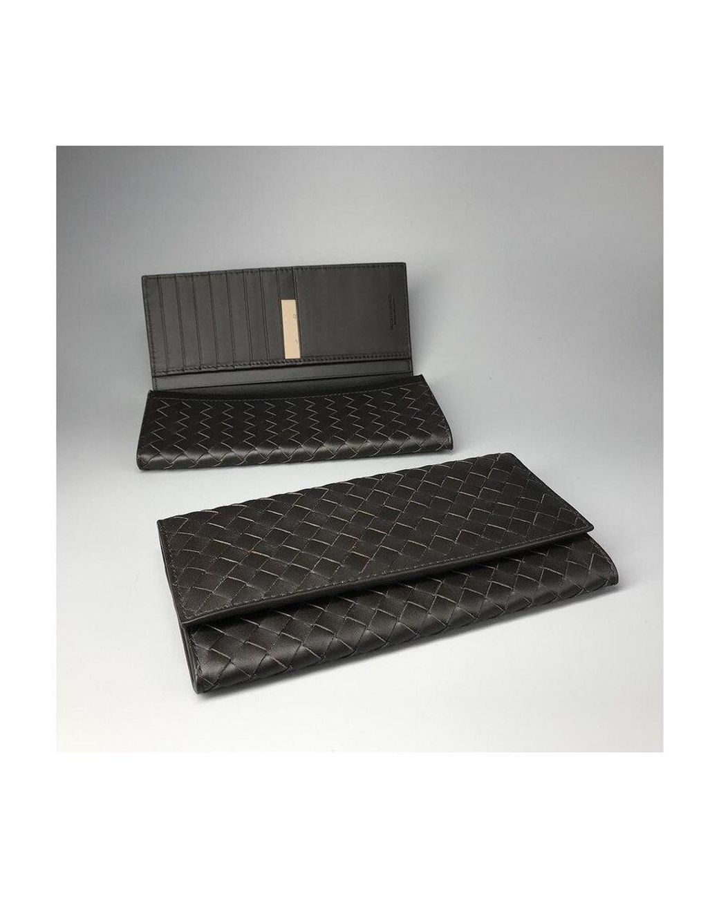 Bottega Veneta Gray Logo Folding Wallet for men