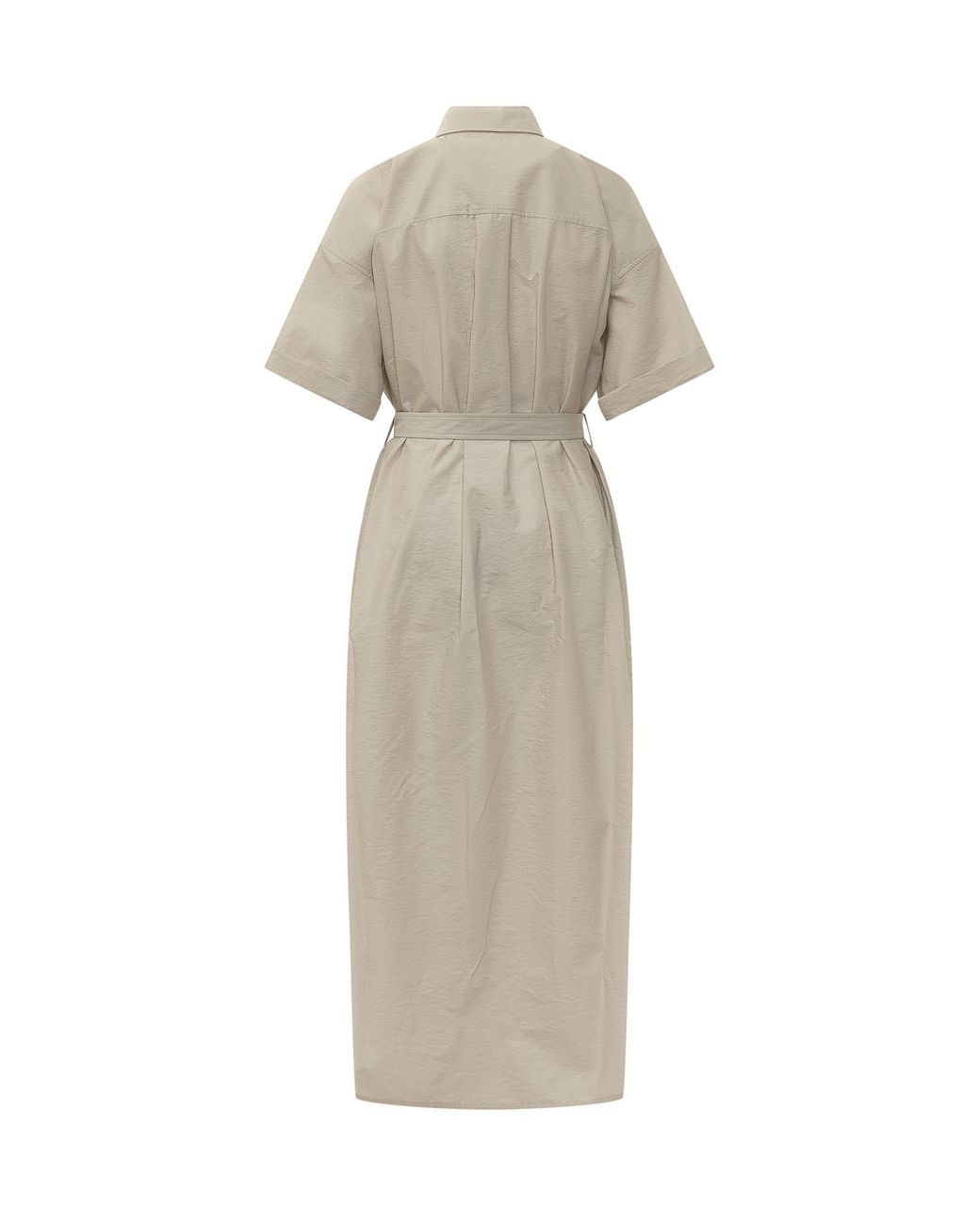 Brunello Cucinelli Natural Dazzling Seabed Embroidery Poplin Dress