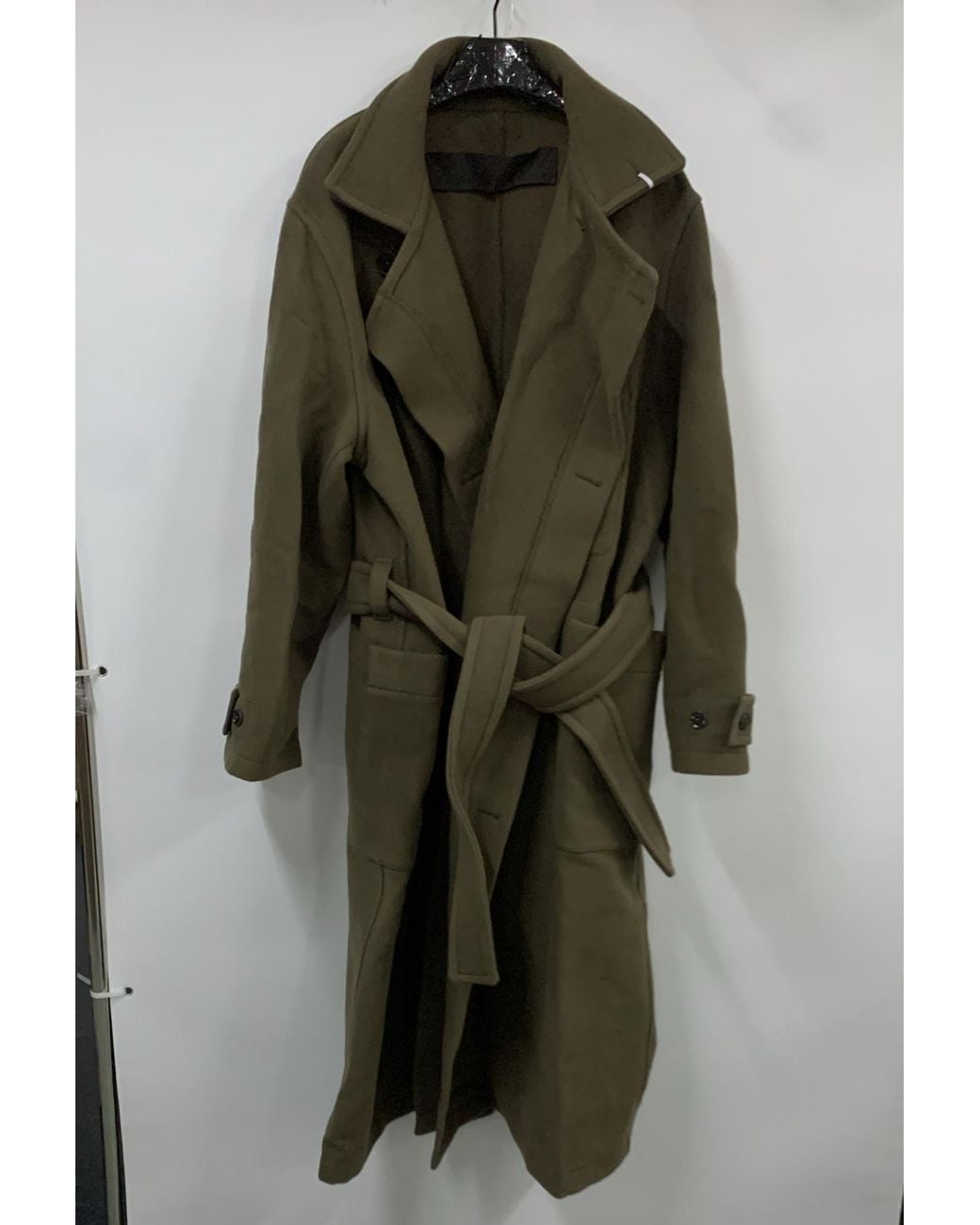 Lemaire Green Double-Breasted Belted Coat for men