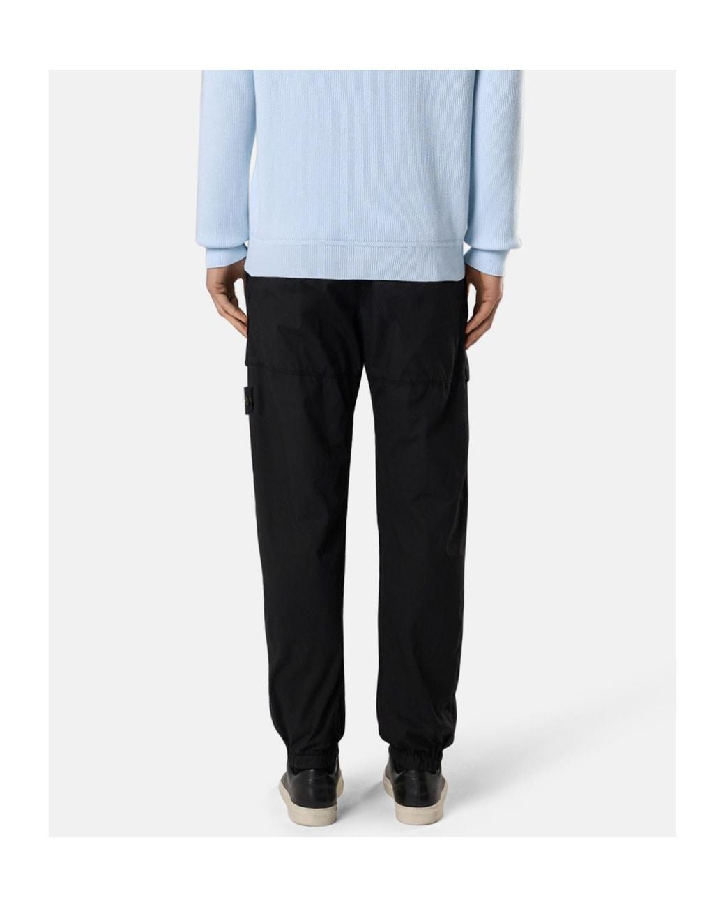 Stone Island Black Logo Patch Elastic Waist Trousers for men