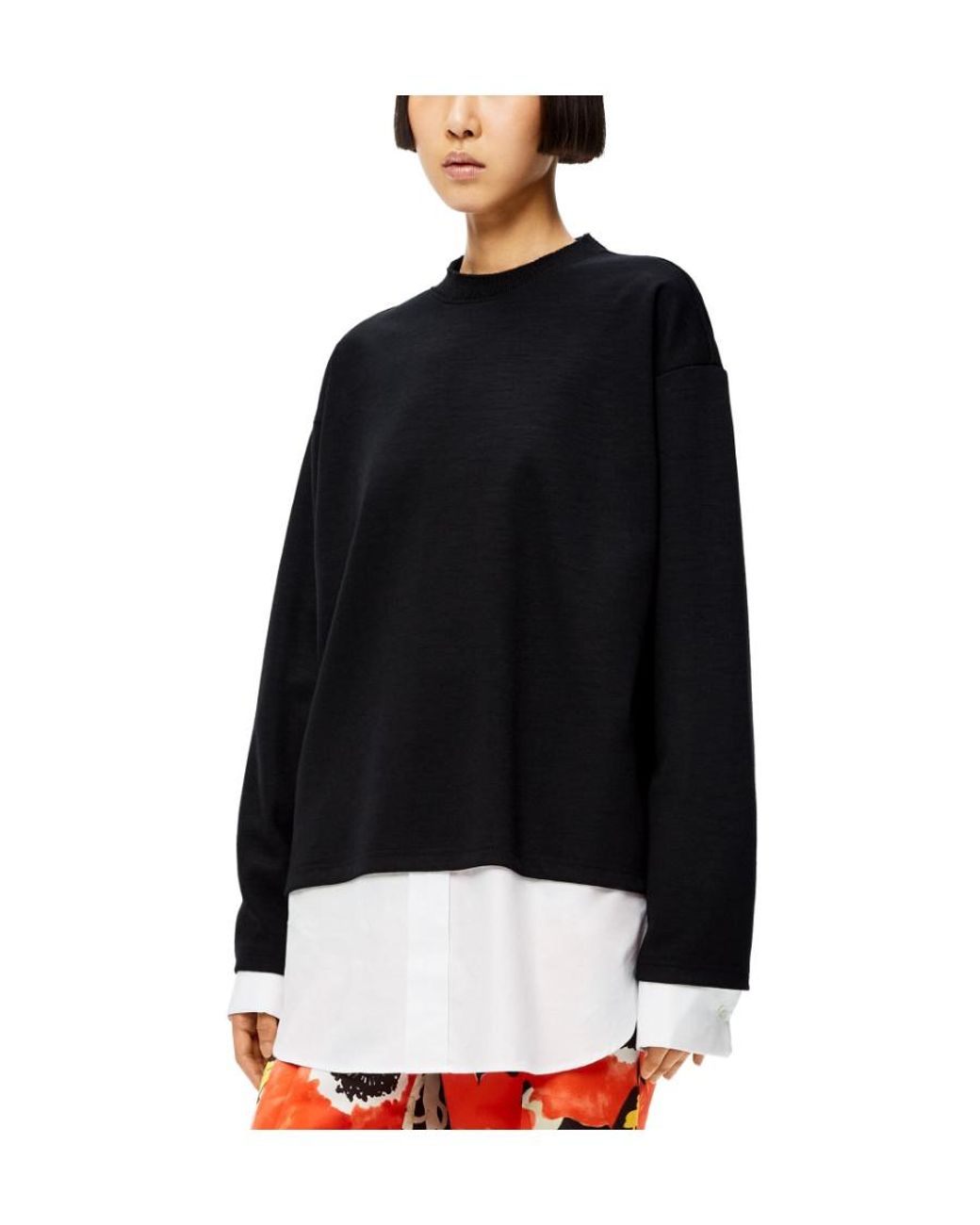 Loewe Black Shirt-Hem Sweatshirt
