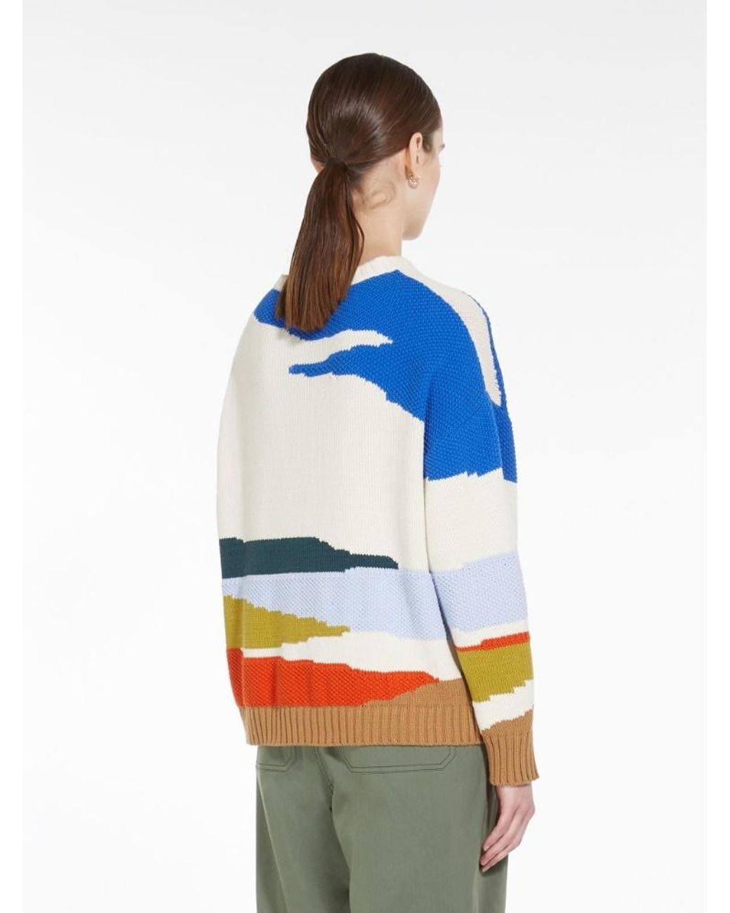 Weekend by Maxmara Blue Intarsia Knit Pullover