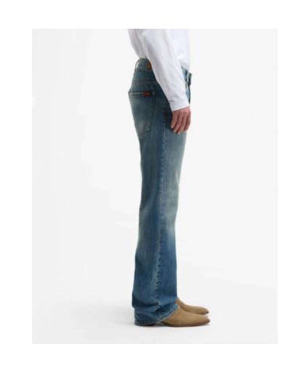 7 For All Mankind Blue Mid Waist Bootcut Jeans for men
