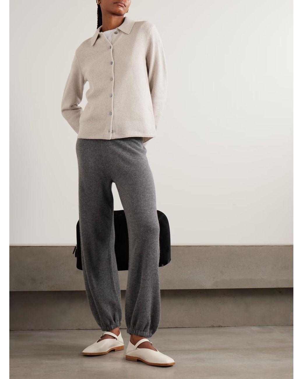 Theory Gray Cashmere Tapered Sweatpants