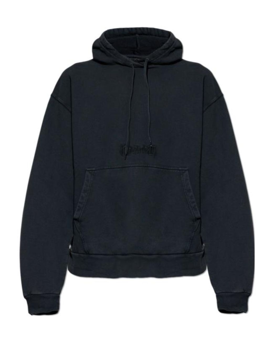 Balenciaga Blue Logo Embroidered Drawstring Hoodie for men