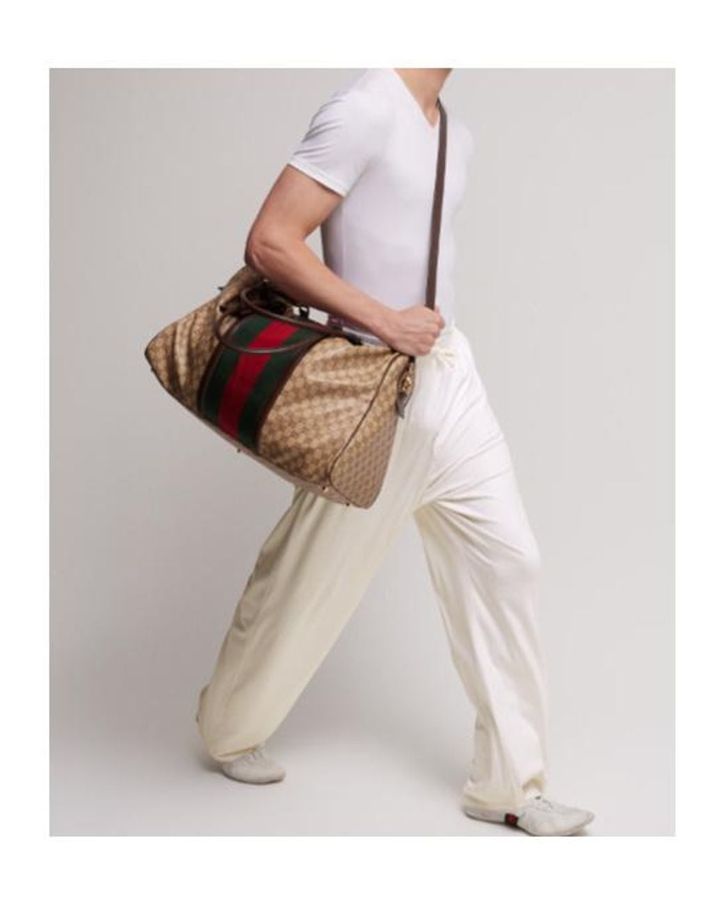 Gucci Brown Gg Monogrammed Medium Duffle Bag for men