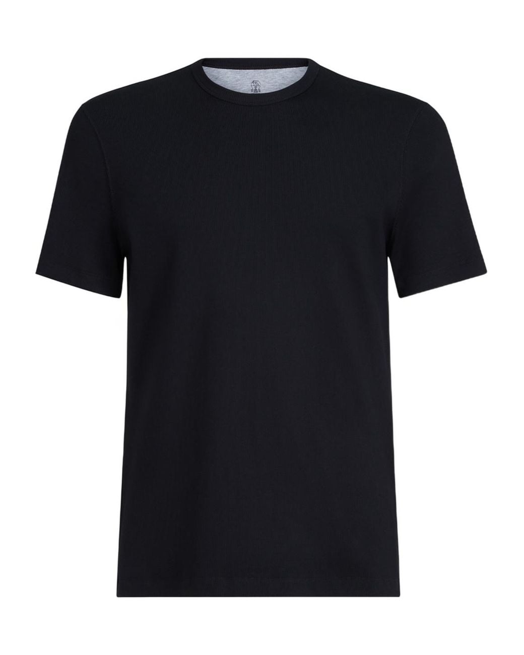 Brunello Cucinelli Black Stretch Cotton And Modal Ribbed Jersey Crew Neck T-Shirt for men