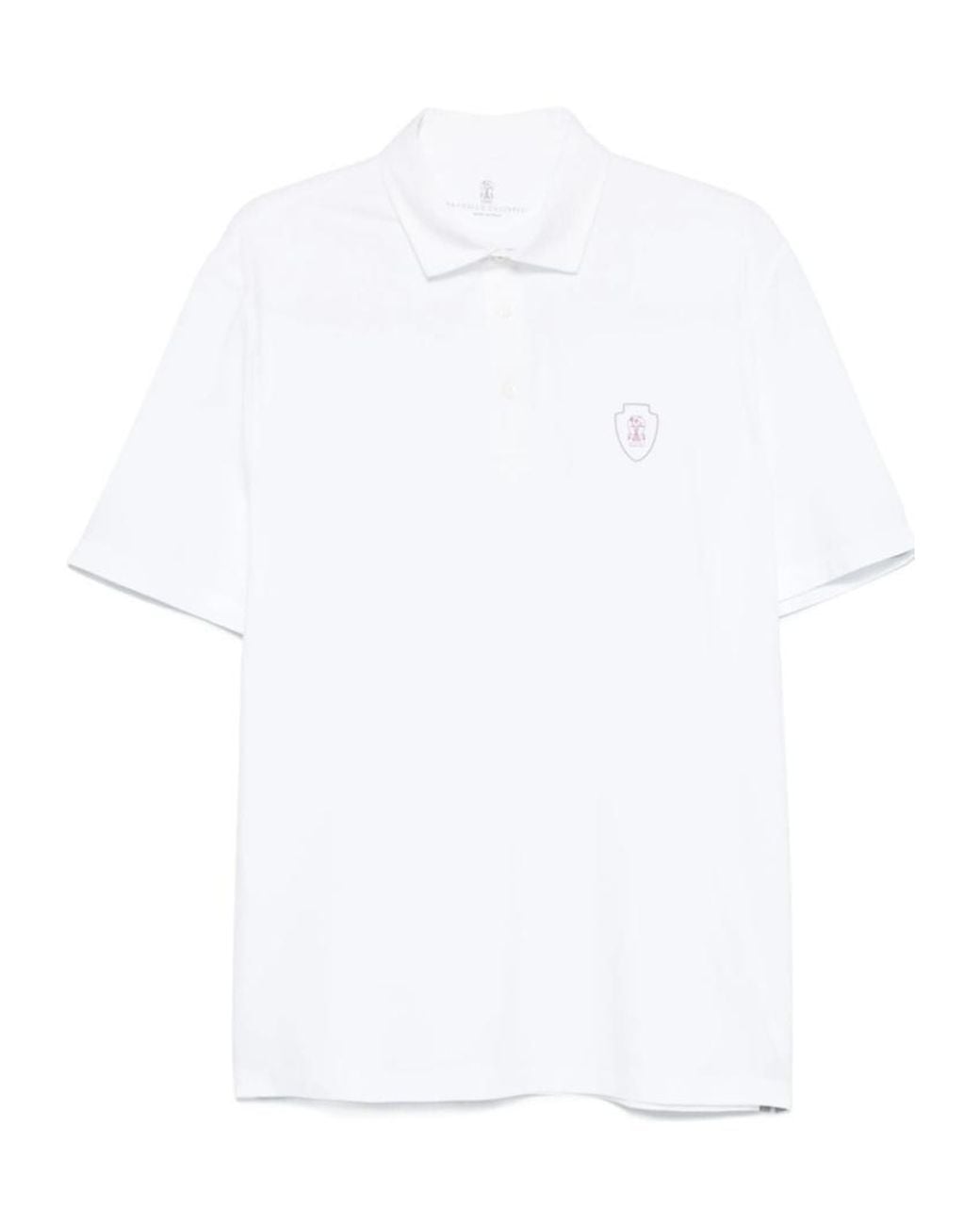 Brunello Cucinelli White Stretch-Jersey Polo Shirt for men