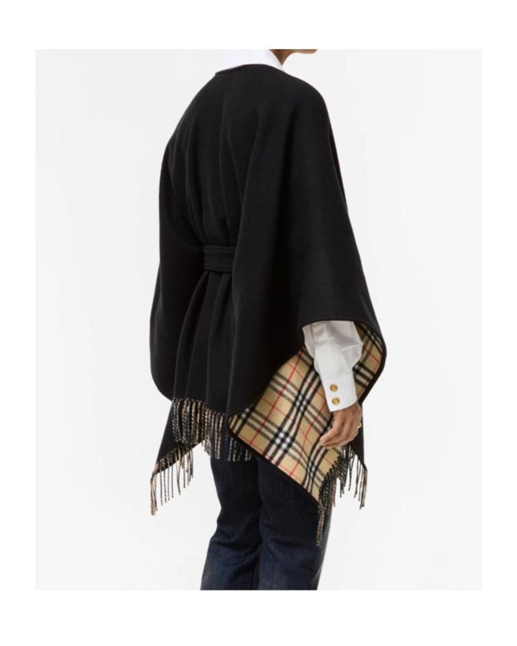 Burberry Black Wool Tay Cape