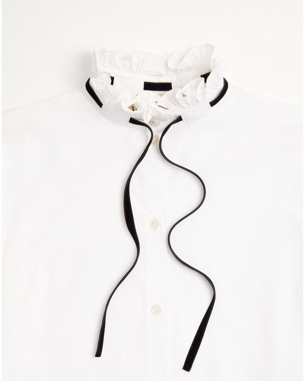 Valentino White Ruffle Detailed Button-Up Top