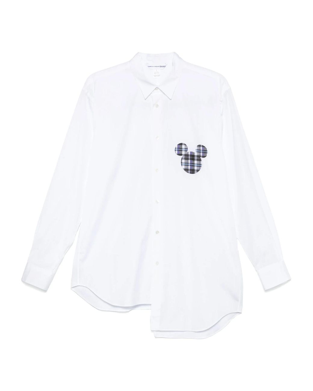 Comme des Garçons White Classic Shirt With Plaid Mickey Mouse Patch for men