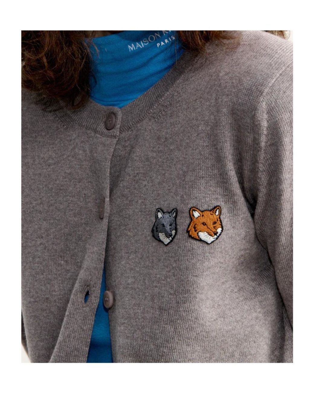Maison Kitsuné Brown Double Fox Head Regular Cardigan
