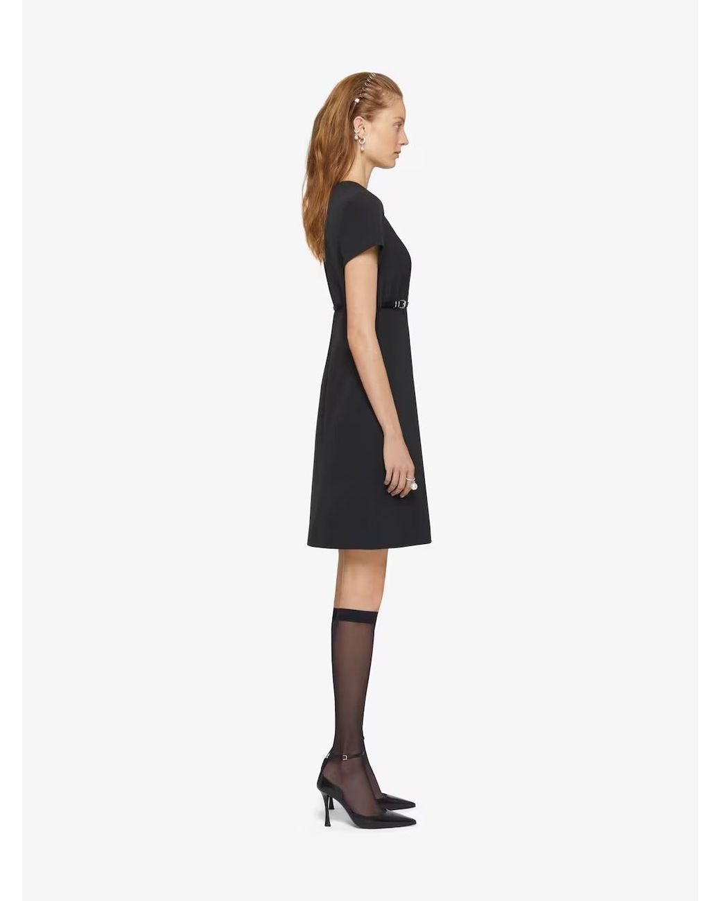 Givenchy Black Voyou Short-Sleeved Midi Dress