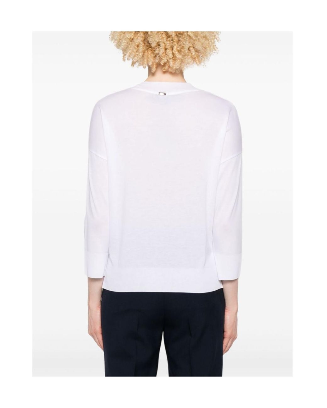 Herno White V-Neck Knitted Jumper