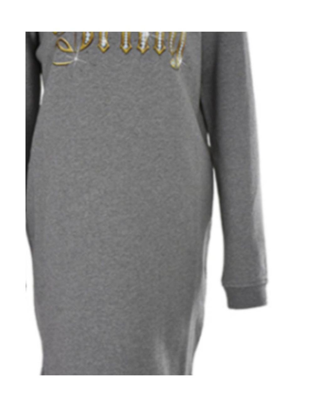 Moschino Gray Printed Logo Dress