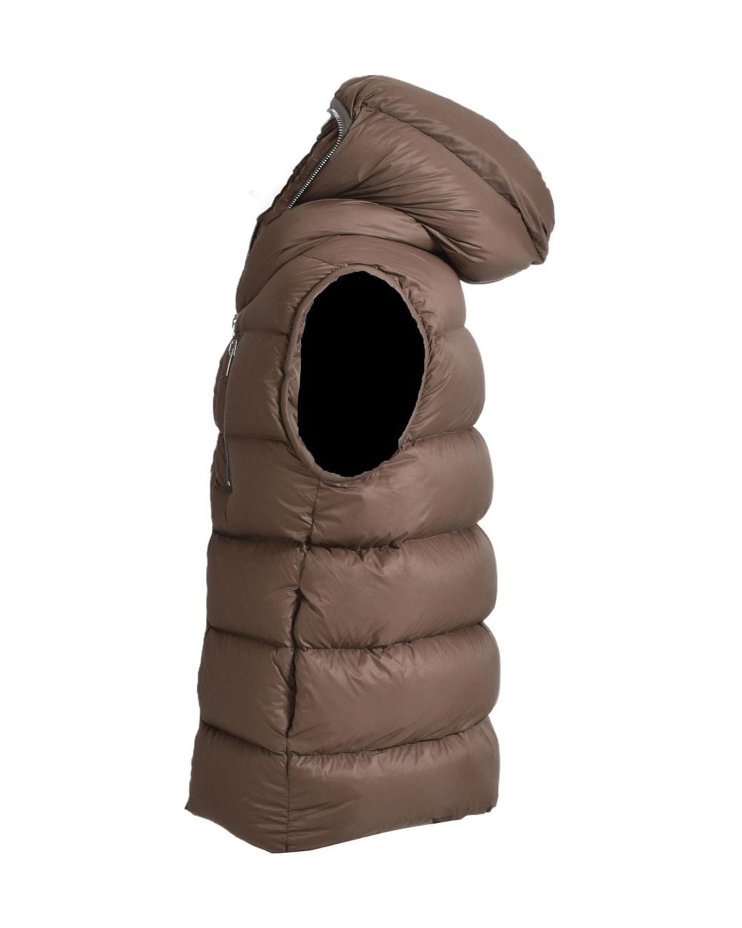 Rick Owens Brown Sealed Hooded Down Gilet for men