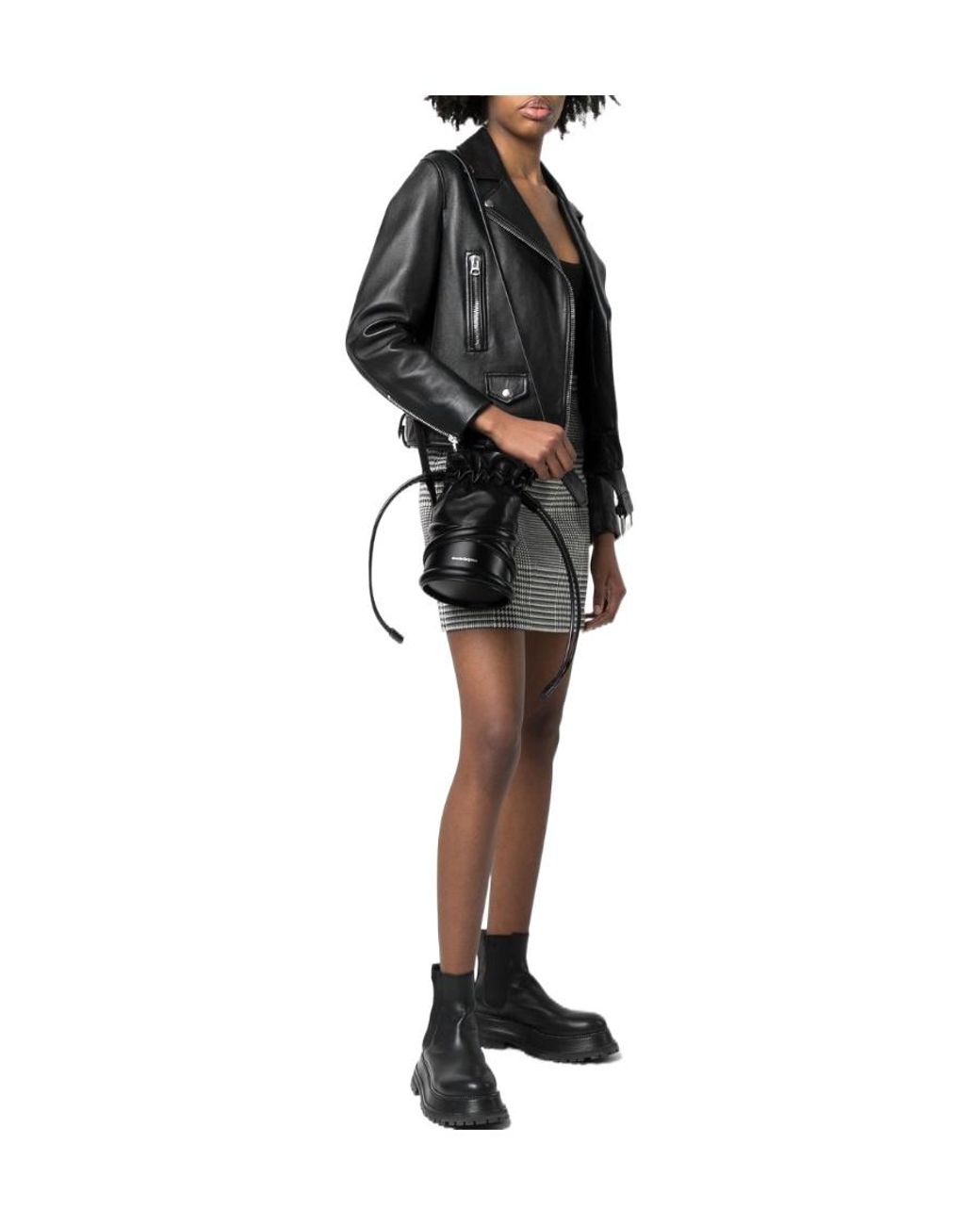 Alexander McQueen Black Logo Printed Drawstring Bucket Bag