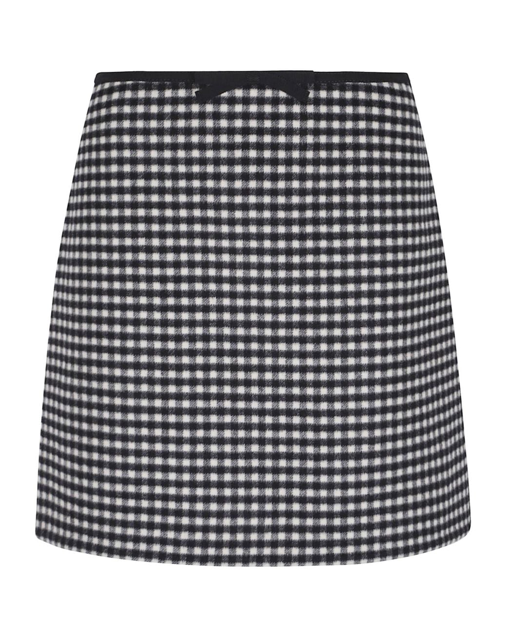 Valentino Black Gingham Bow Detailed Mini Skirt