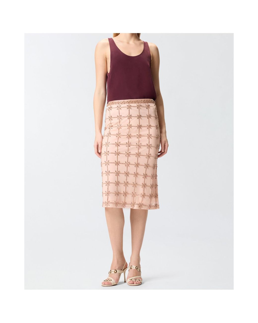 Pinko Pink Calf-Length Skirt