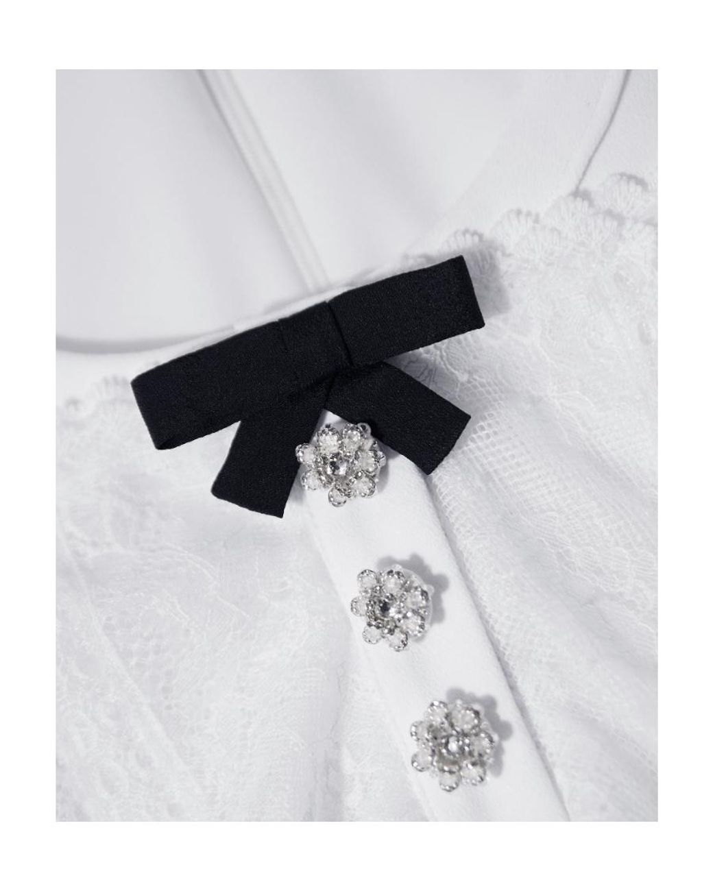 Self-Portrait White Crystal-Embellished Pleated Dress
