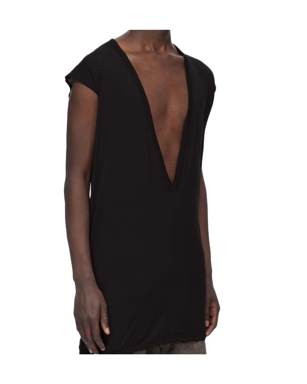 Rick Owens Black Dylan V-Neck T-Shirt for men