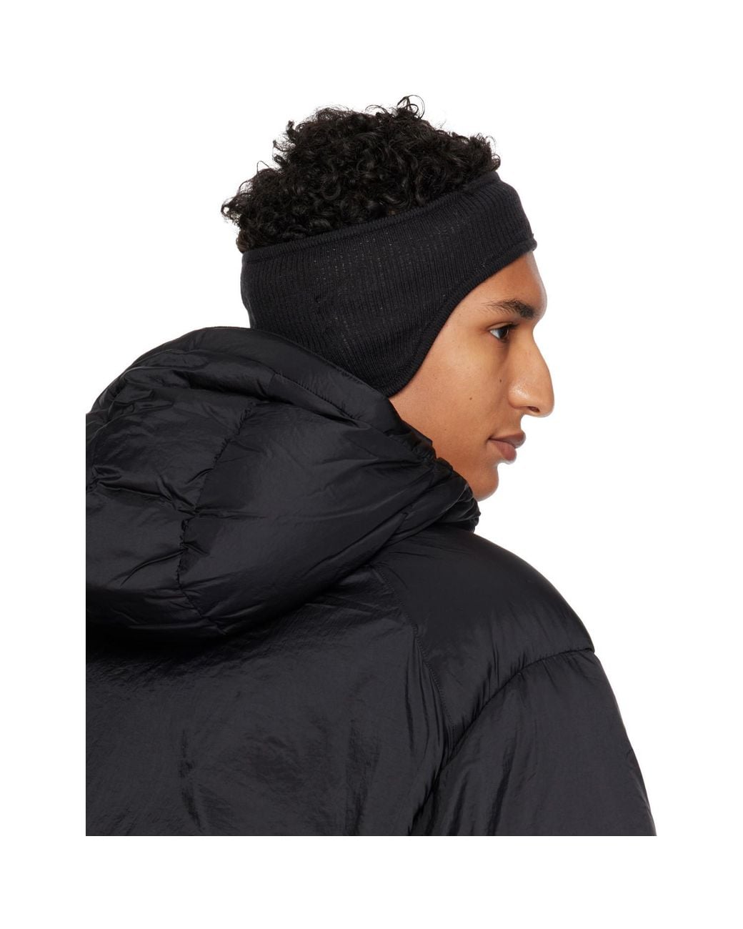 Y-3 Black X Yohji Yamamoto Logo-Intarsia Ribbed Headband for men