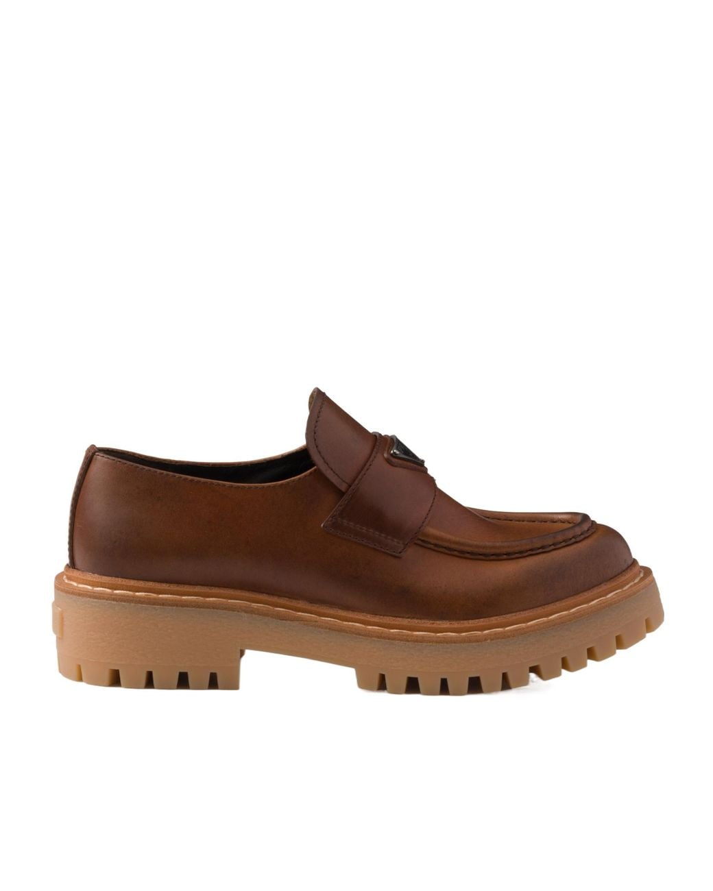 Prada Brown Caramel Leather Loafers