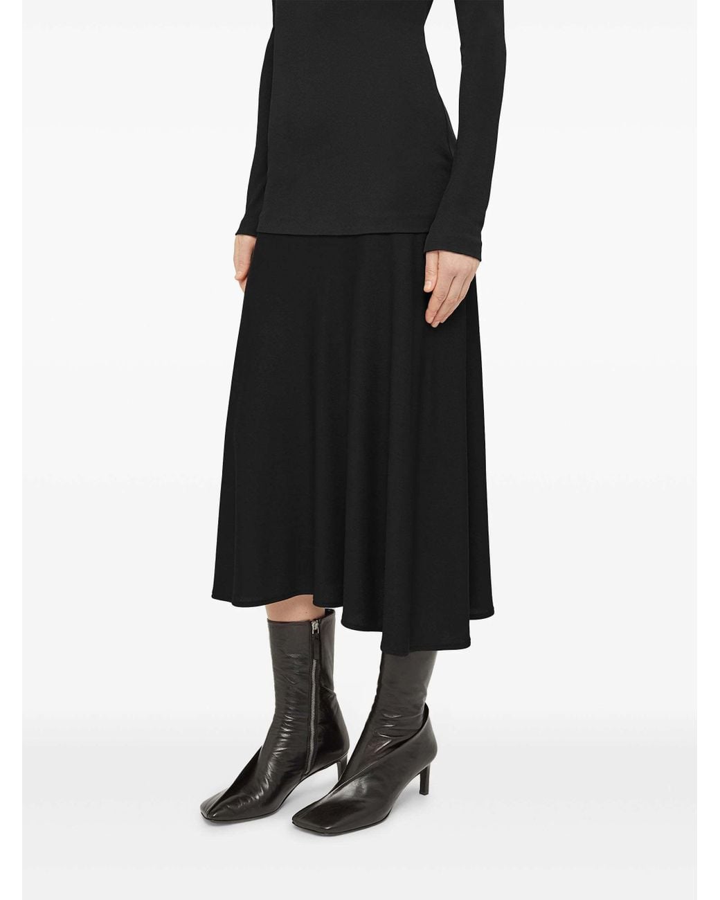Jil Sander Black Crew-Neck Crepe Dress
