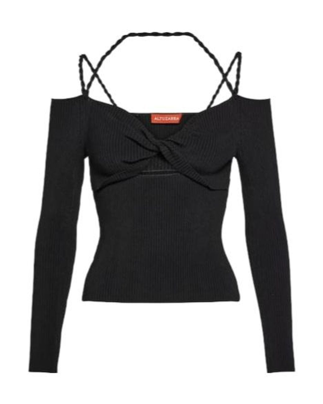 Altuzarra Black Ribbed-Knit Cutout Top