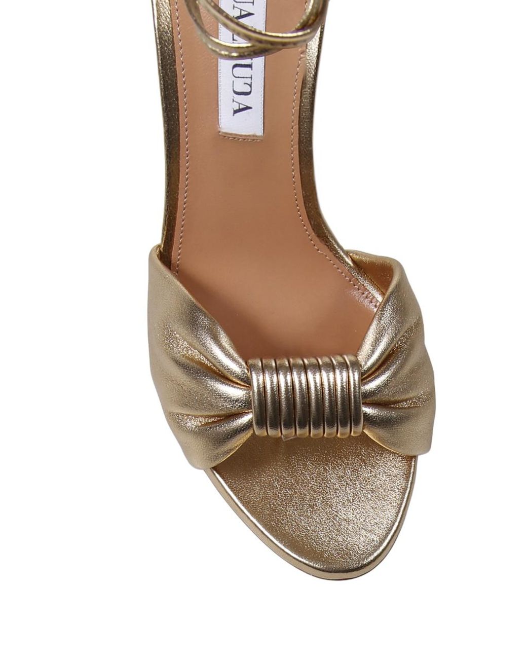 Aquazzura Metallic Knot Detailed Ankle Strapped Sandals