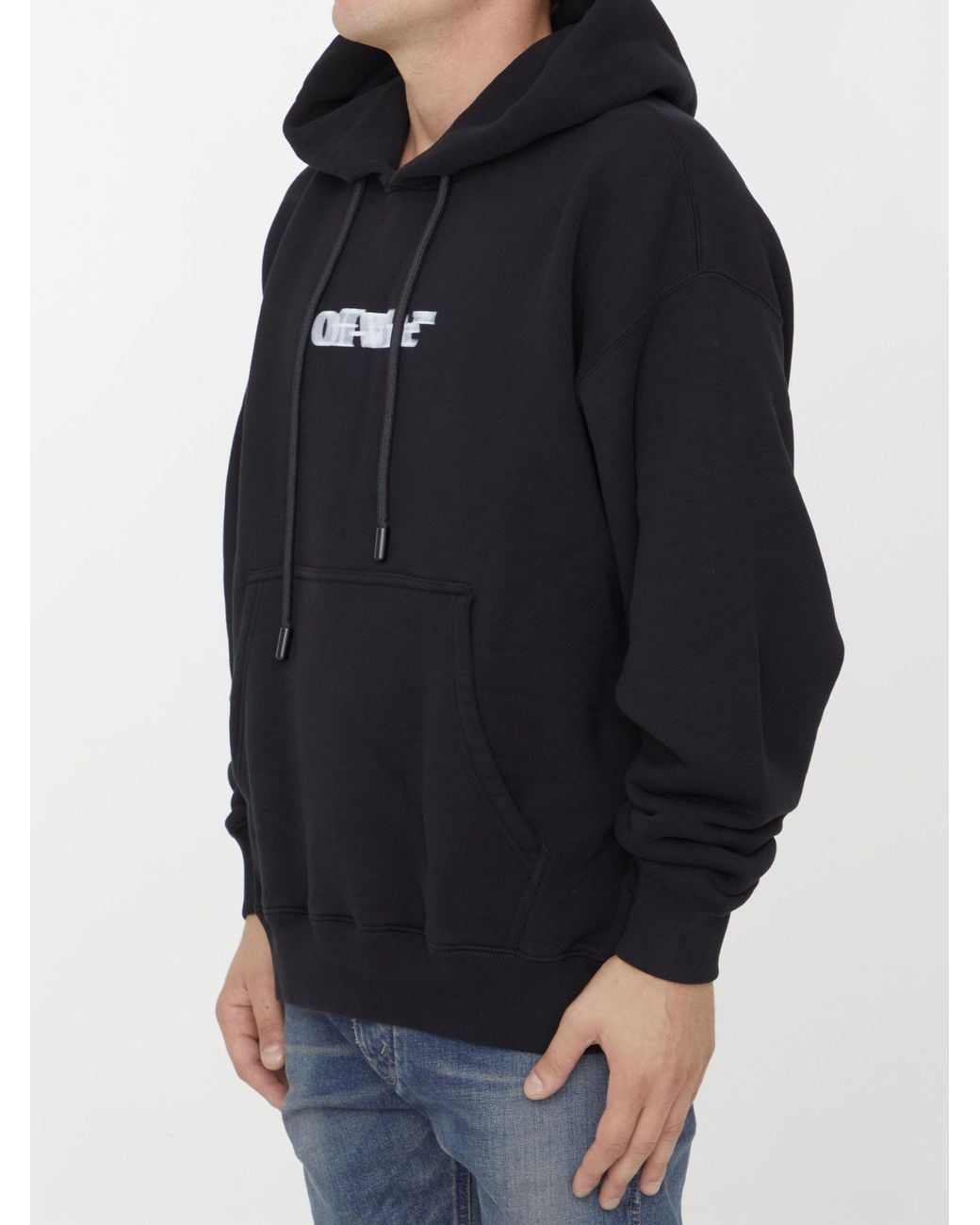 Off-White c/o Virgil Abloh Blue Logo Printed Drawstring Hoodie for men